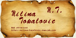 Milina Topalović vizit kartica